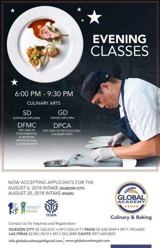 Global Academy: Culinary Arts courses offered .